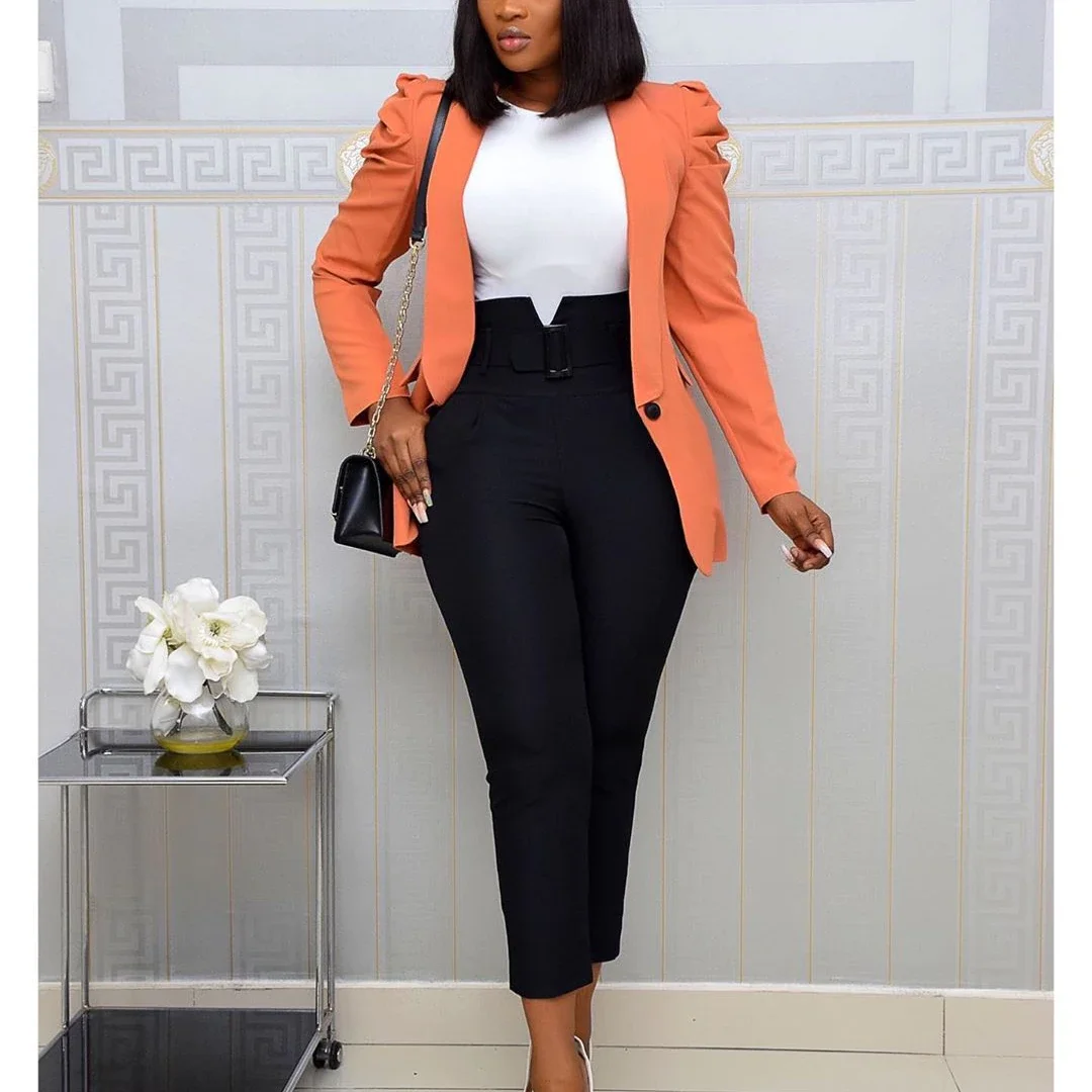 Woherb Women Blazer Office Ladies Elegant Outwear Long Sleeve Work Wear Classy Female Pink Suit African Modest Big Size Autumn Fashion