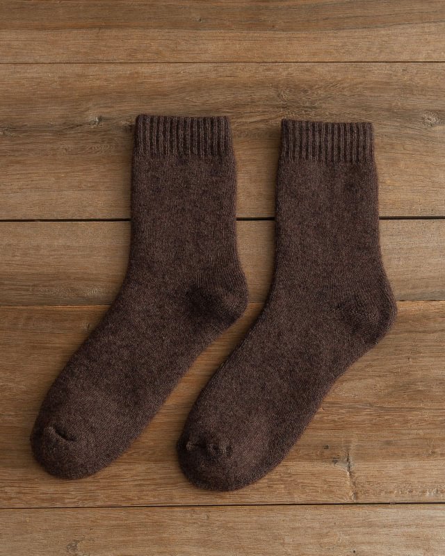 Men's cashmere solid color cotton socks warm wool fleece socks