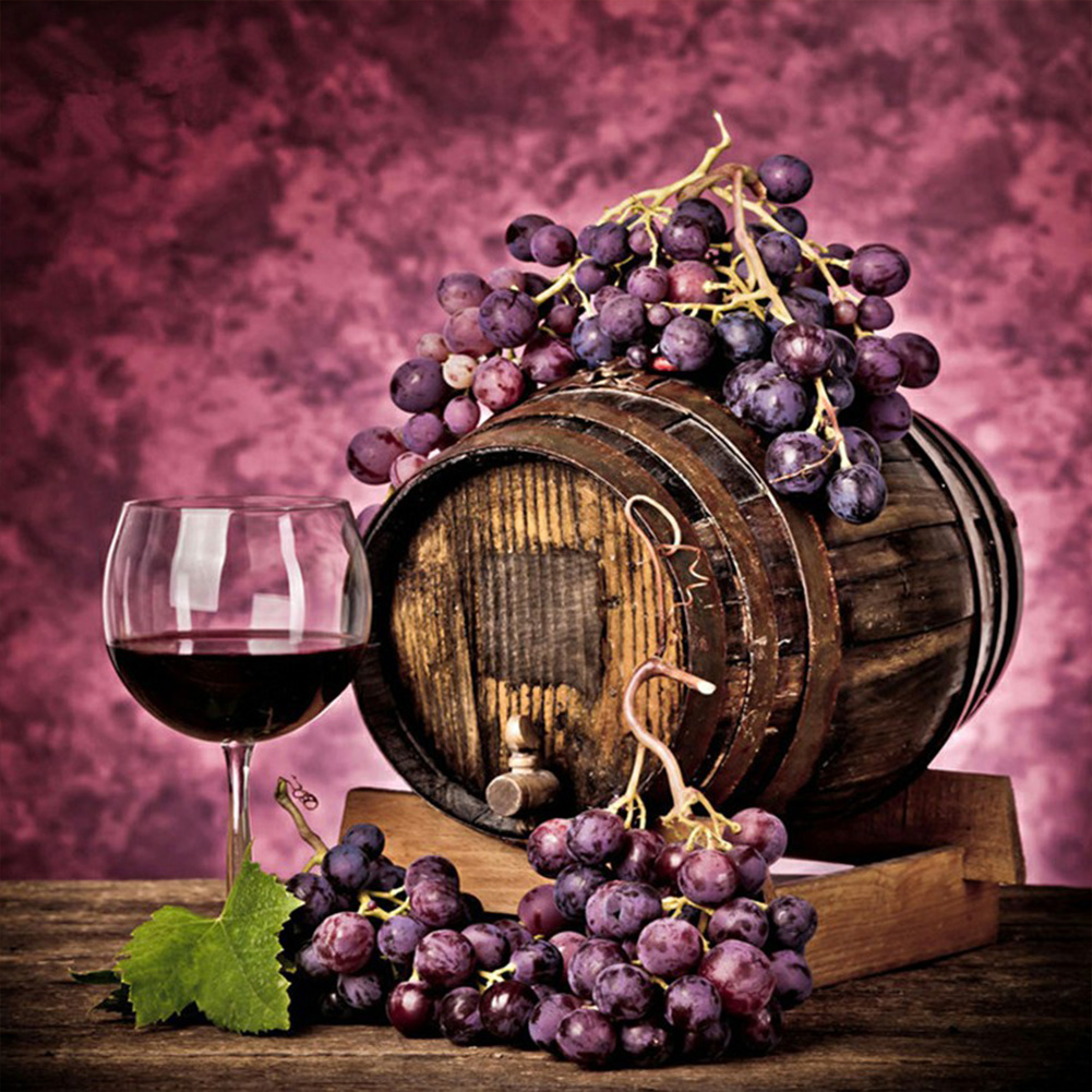 

30*30CM - Round Drill Diamond Painting - Grape Wine, 501 Original
