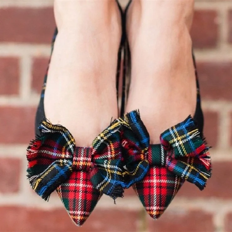 Plaid flats cheap with bow