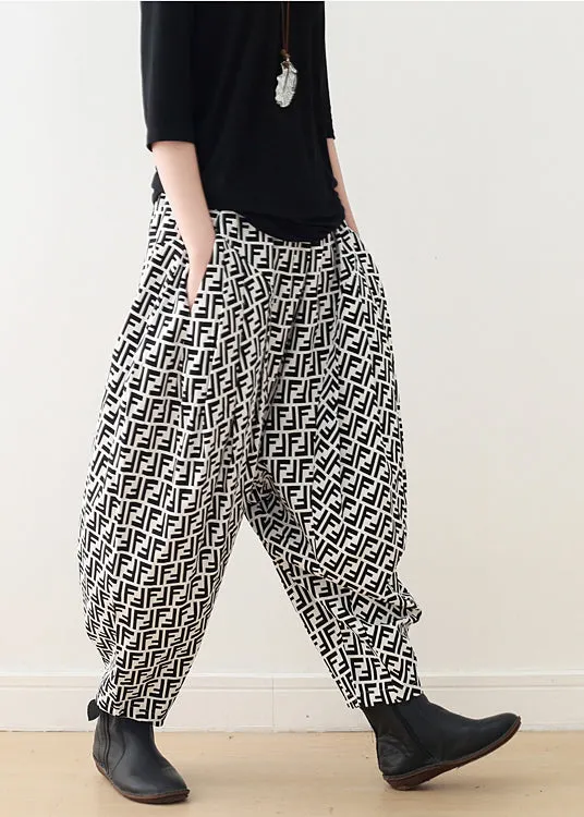 Summer women's small fresh cotton letters loose big yards wide leg pants hanging crotch carrot
