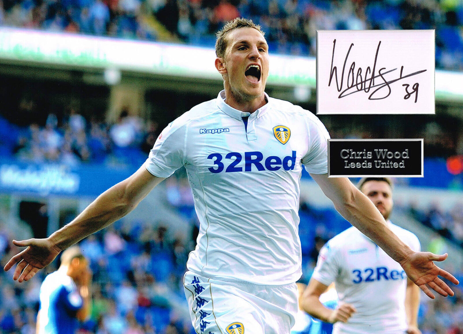 Chris WOOD SIGNED Autograph 16x12 Photo Poster painting Mount AFTAL COA Leeds United LUFC