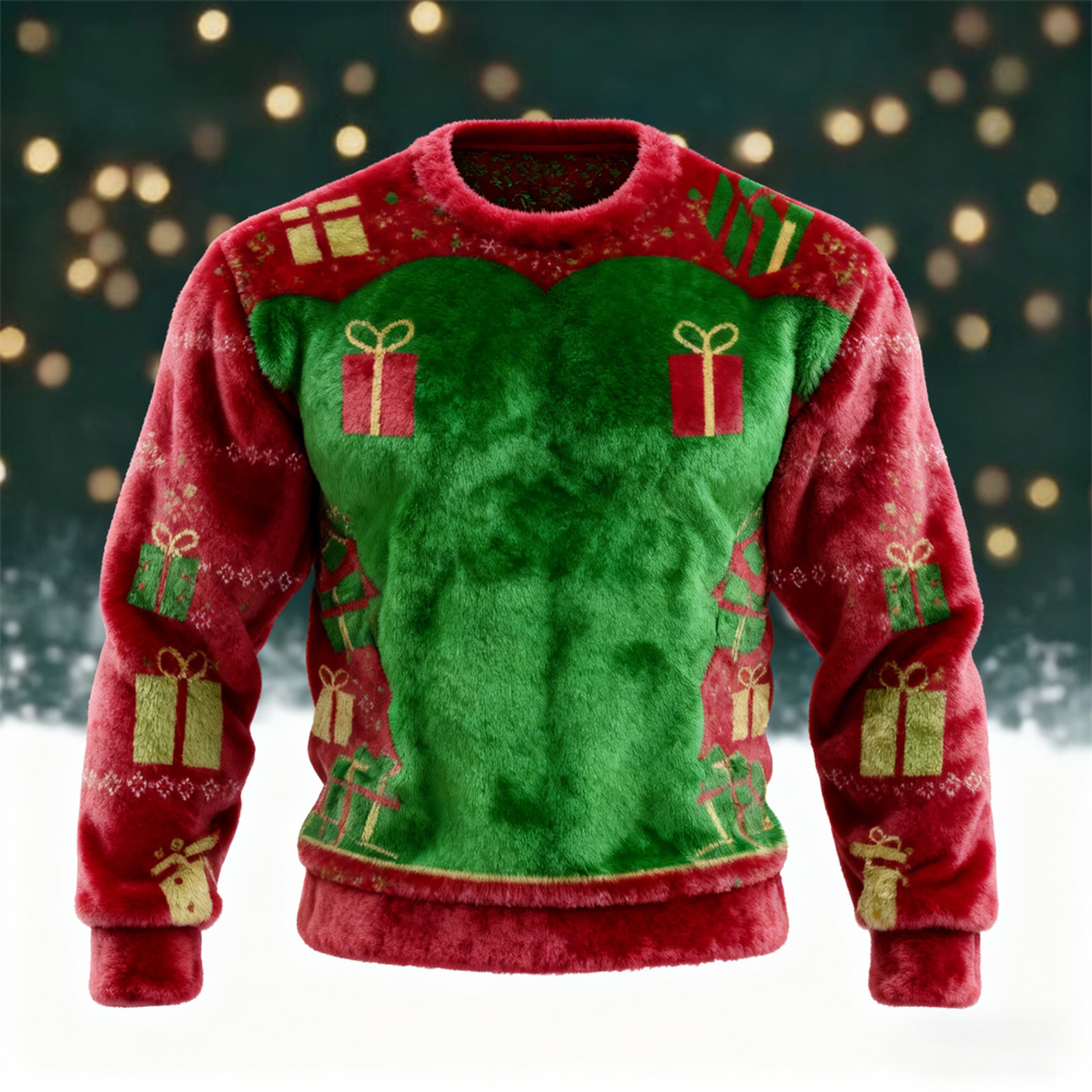 Christmas Gift Pattern Printed Men's Flannel Sweatshirt elevenforest