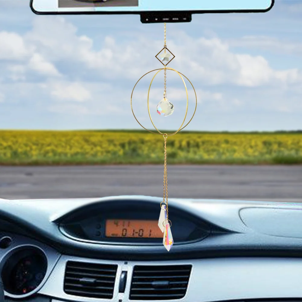 Crystal Suncatcher Ball Iron Ring Hanging Pendant Home Garden Decor