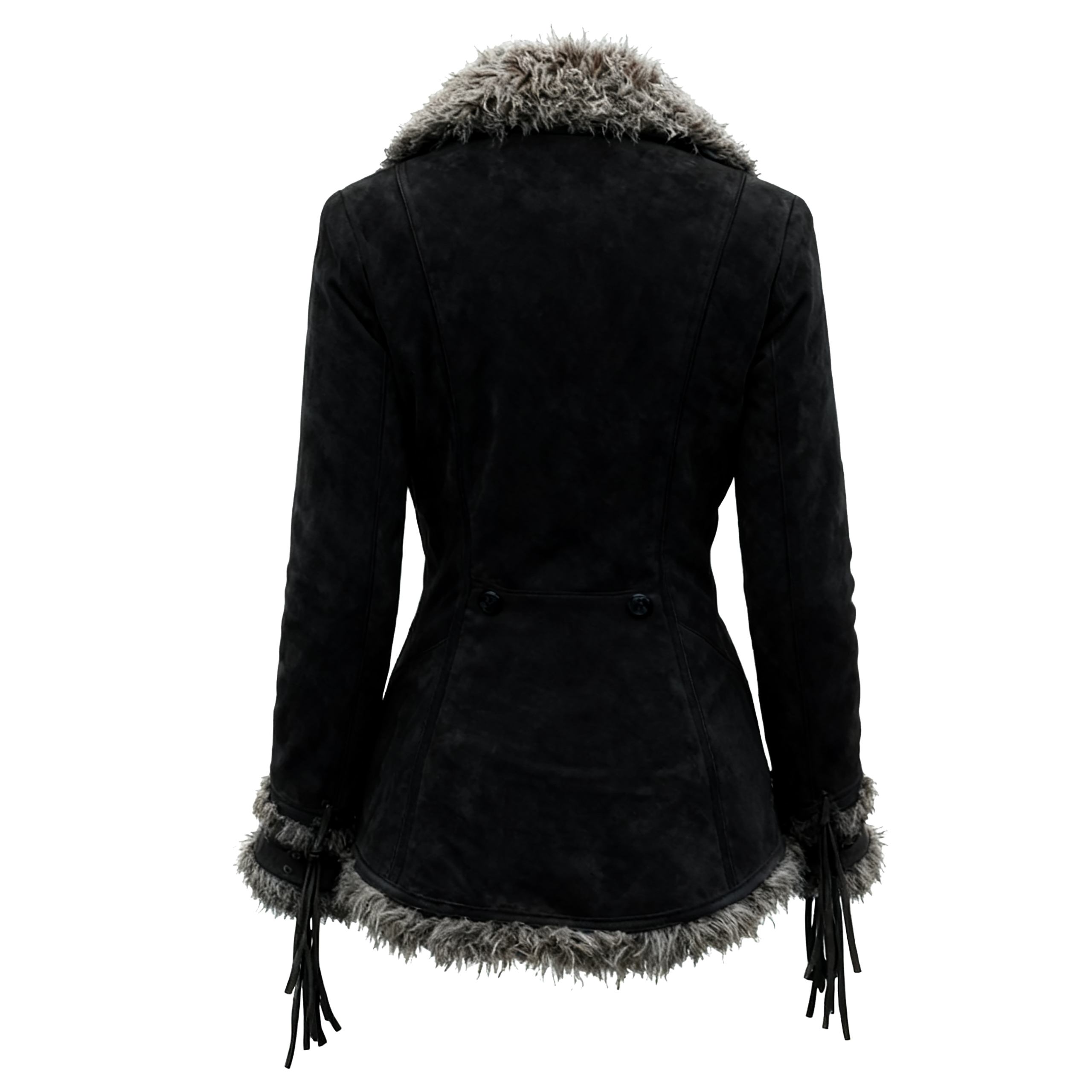 Women's Vintage Suede Coat Fur Collar Lapel Coat Beggar Style Coat