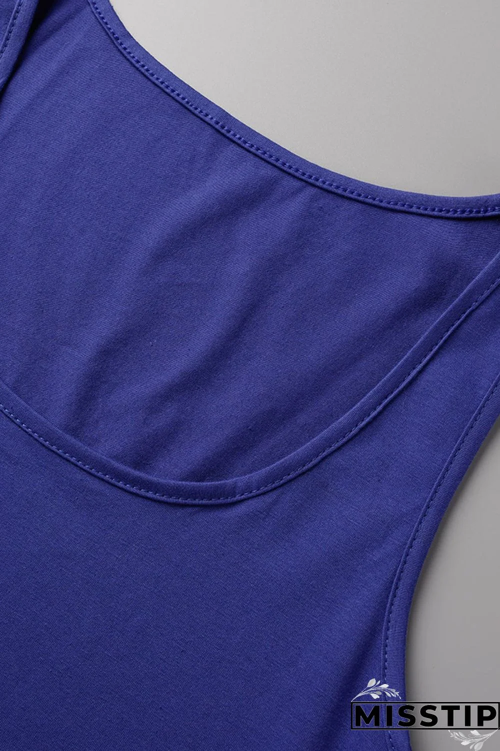 Black Fashion Casual Solid Slit U Neck Sleeveless Two Pieces