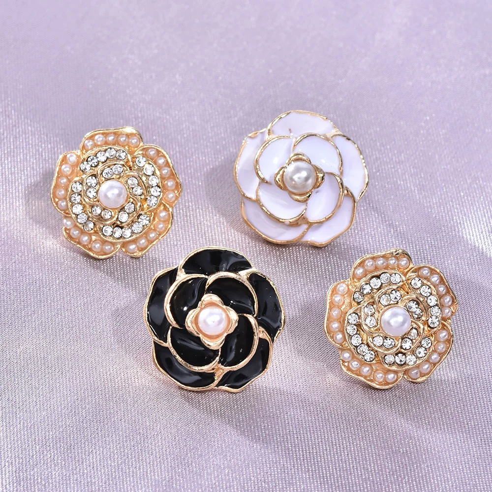 Vintage camellia earrings hypoallergenic
