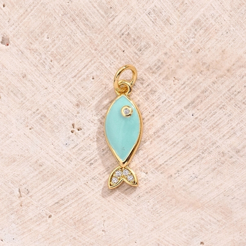 1 Pc/Package 17×16.5mm 19x7mm 23x9mm Hole 3~3.9mm Copper Zircon 18K Gold Plated White Gold Plated Fish Carp Polished Pendant Jewelry Accessories