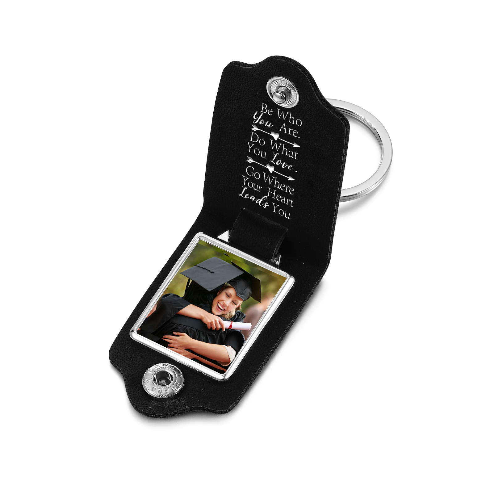 Personalised Graduation Leather Keychain Custom Name & Photo Keychain Graduation Gift - Be Who You Are-Jessemade AU