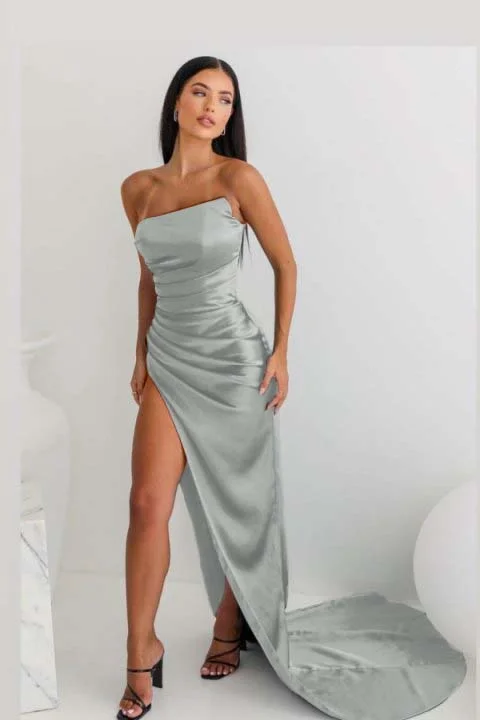 Ancient Beauty Teal Lotus Strapless Dress