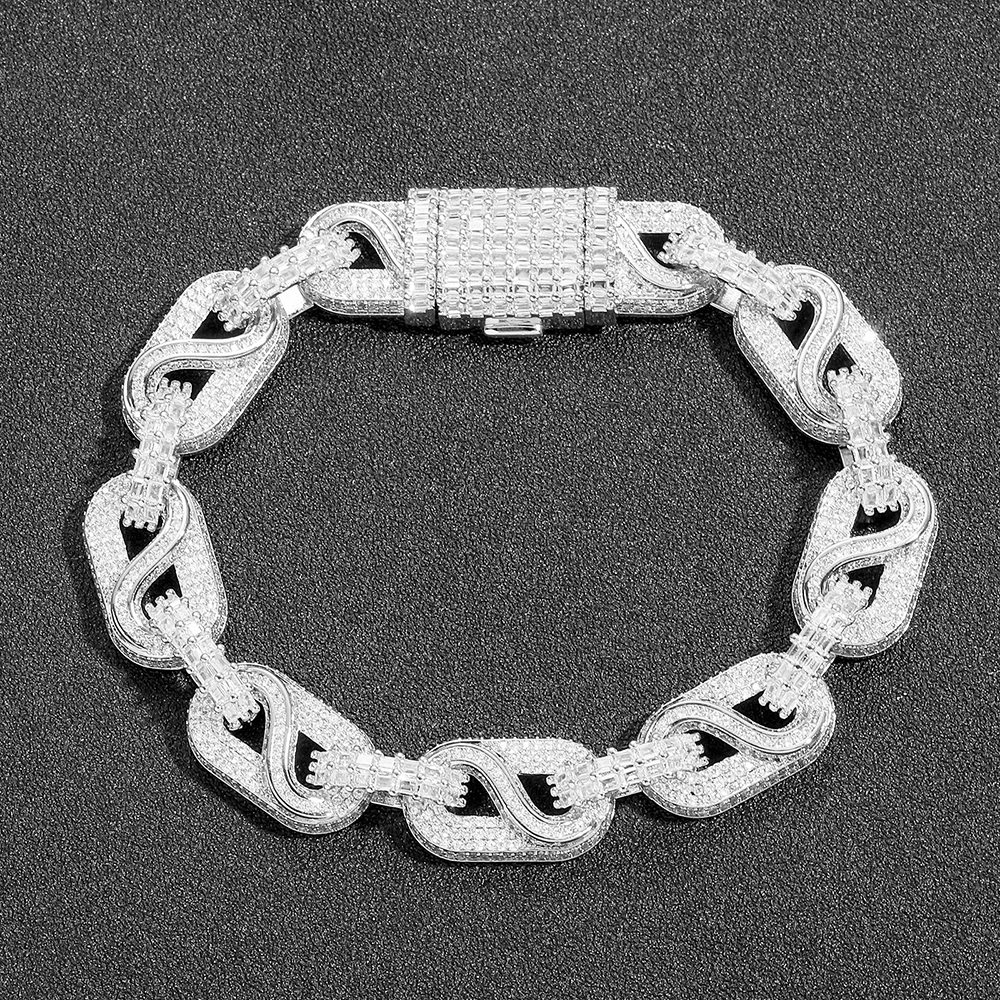 Square Loop Shaped Iced Out CZ Stone Cuban Bracelet