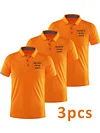 3pcs Men'S Custom Photo/Logo Golf & Gym Shirts - Quick-Dry Breathable Button-Up Collar, Personalized Athletic Tops for Running, Sports Events - All-Season Comfort Fit- Ideal for Teams, Corporate Gifts, Personal Use, Golf Shirt