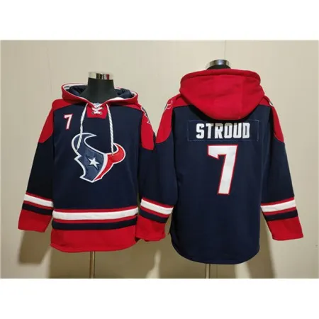 Men's Houston Texans #7 C.J. Stroud Navy Ageless Must-Have Lace-Up Pullover Hoodie