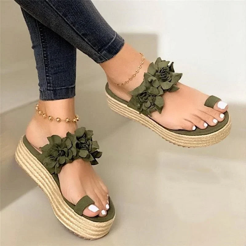 Hot Sales Woman Sandals Platform Flower Slippers Casual Beach Flip Flops Sandals Women Summer Sexy High Heel Sandal Ladies