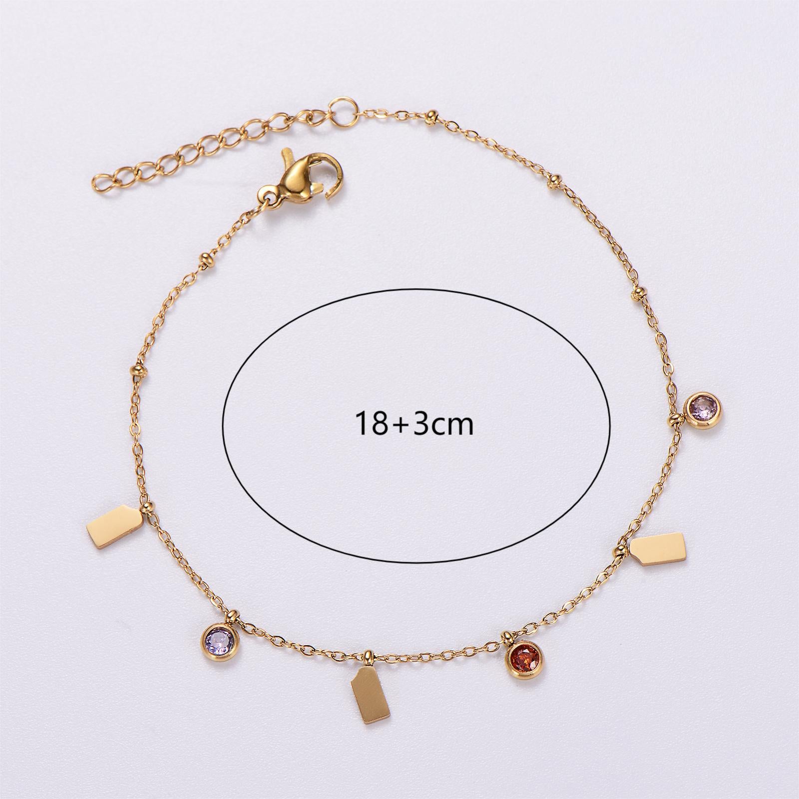 6 Pcs Women Minimalist Stripe Circle Round Animal Text Letter Chinese Zodiac Number Stainless Steel Electroplating Bracelets