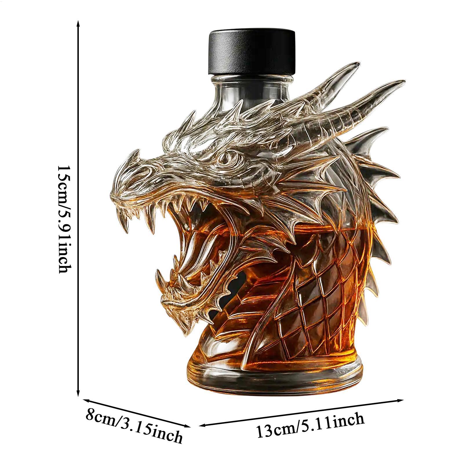 Tegooe Dragon Head Whiskey Decanter - Unique Glass Liquor Dispenser for Spirits