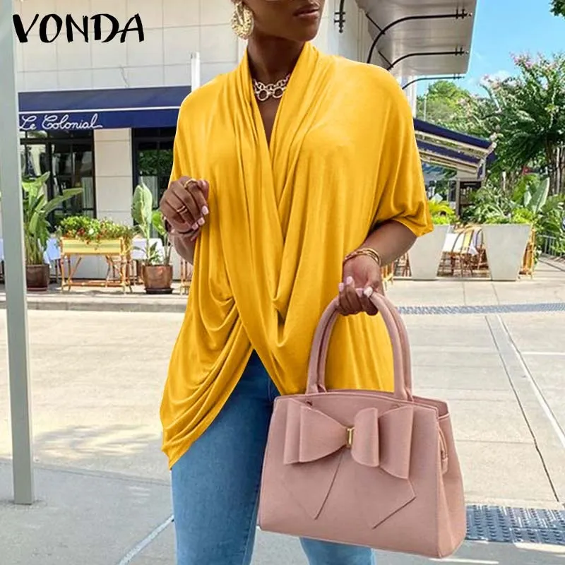 Asymmetric Blouse Spring Autumn Irregular Blouse 2022 VONDA Women Sexy Long Sleeve Blusas Femininas Winter Basic Chemise Tops