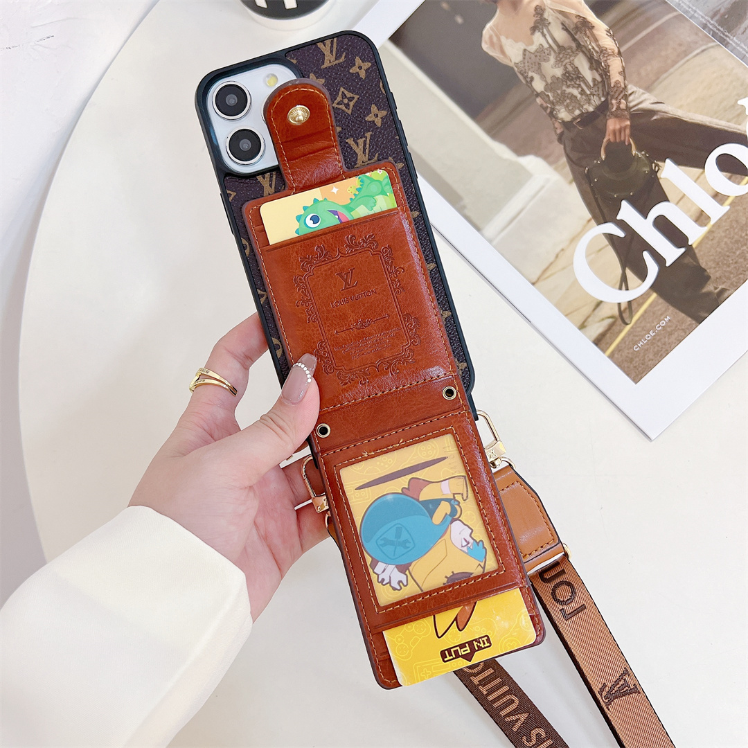 LV Elegant Canvas Leather Card Holder Gucci Ophidia GG Crossbody Apple iPhone Case