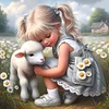 Vie d&rsquo;animaux de compagnie fille-plein diamant rond peinture-30 * 30cm