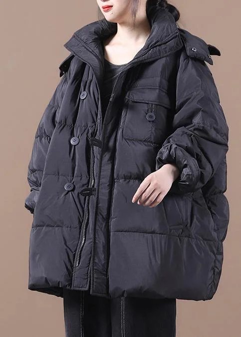women black warm winter coat plus size down jacket hooded zippered Jackets