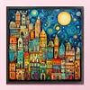 Colored Houses-14CT Stamped Cross Stitch 40*40cm/15.75*15.75in tapestrymarket