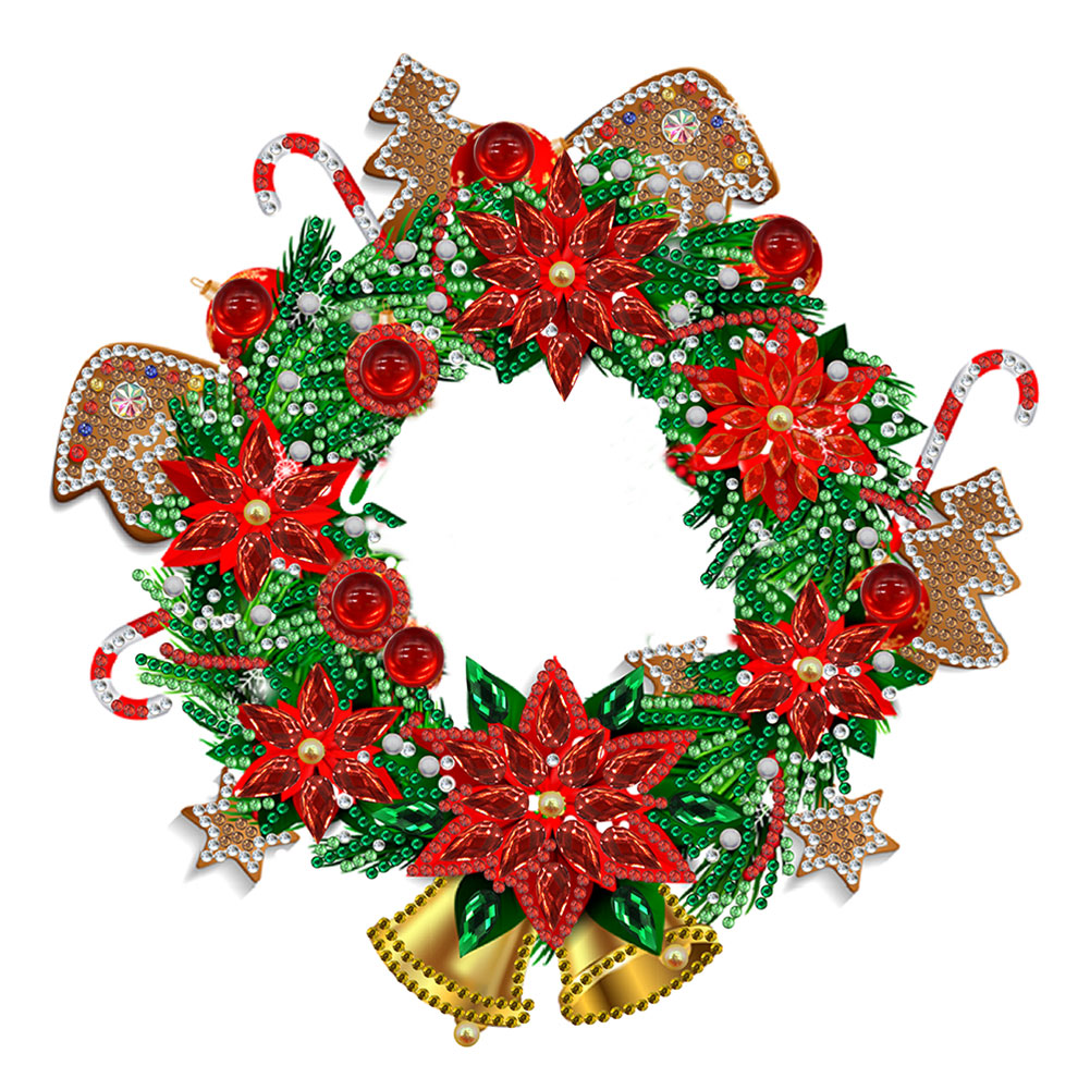Christmas Wreath 30*30CM(Canvas) Special Shaped Drill Diamond Painting gbfke