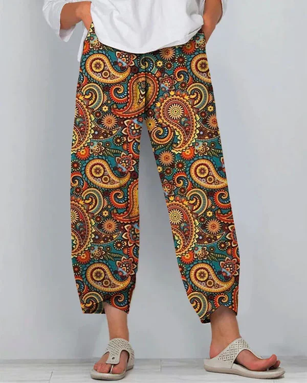Women's Paisley Floral Casual Loosen Pants