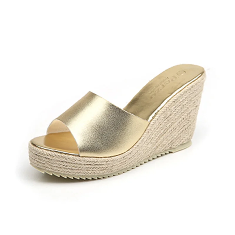 Wongn Wongn New Cool Drag Summer Fashion Outside Wear Shoes Female Thick With Hemp Rope Versatile Flip-Flops Slope With Thick Bottom High Heel Korean Version