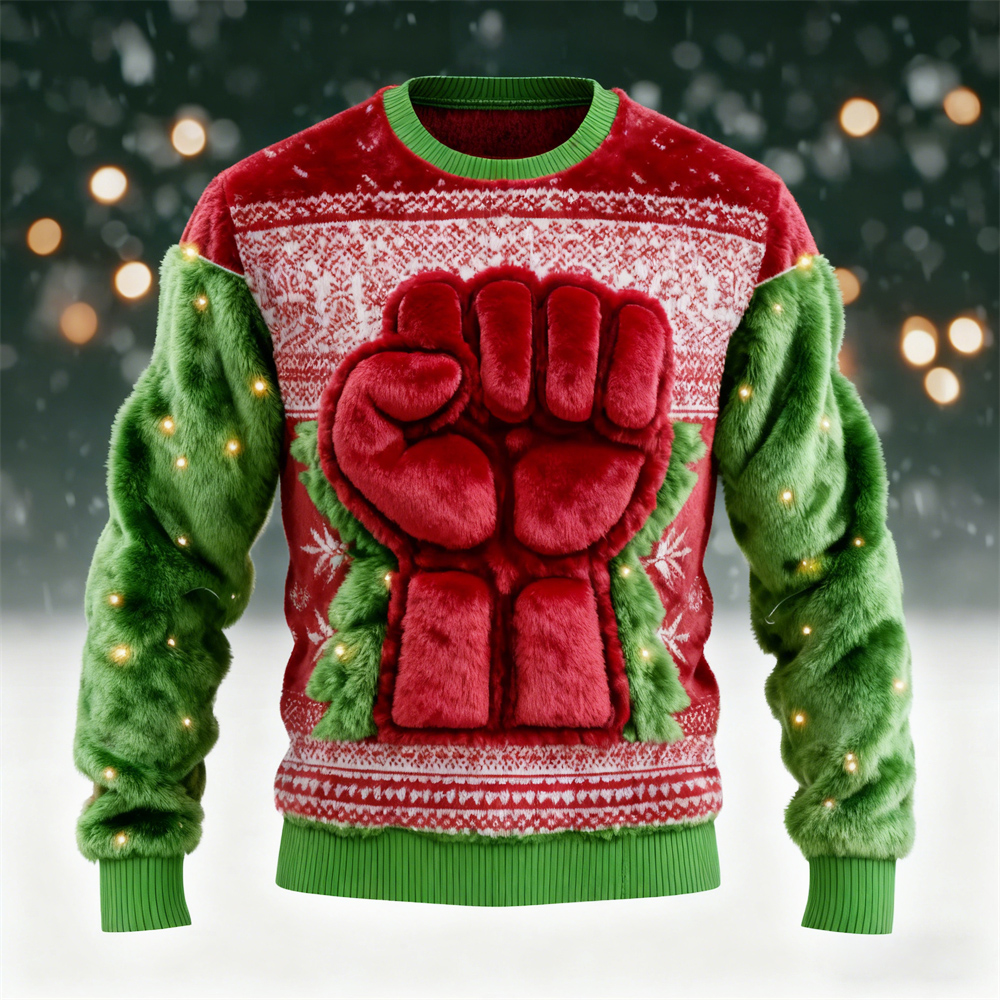Christmas Power Gesture Design Men's Flannel Sweatshirt elevenforest