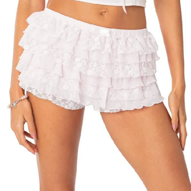 Kawaii Loungewear Y2K Fairy Costume 00s Vintage Frill Lace Mini Shorts Japanese Style Lolita Ruffle Multi-layers Bloomer 