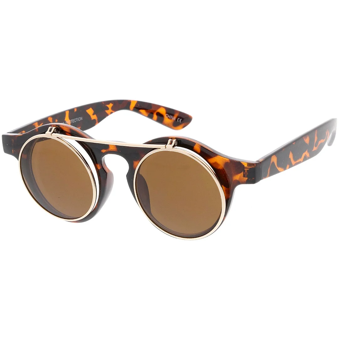 Small Retro Steampunk Circle Flip Up Glasses / glasses