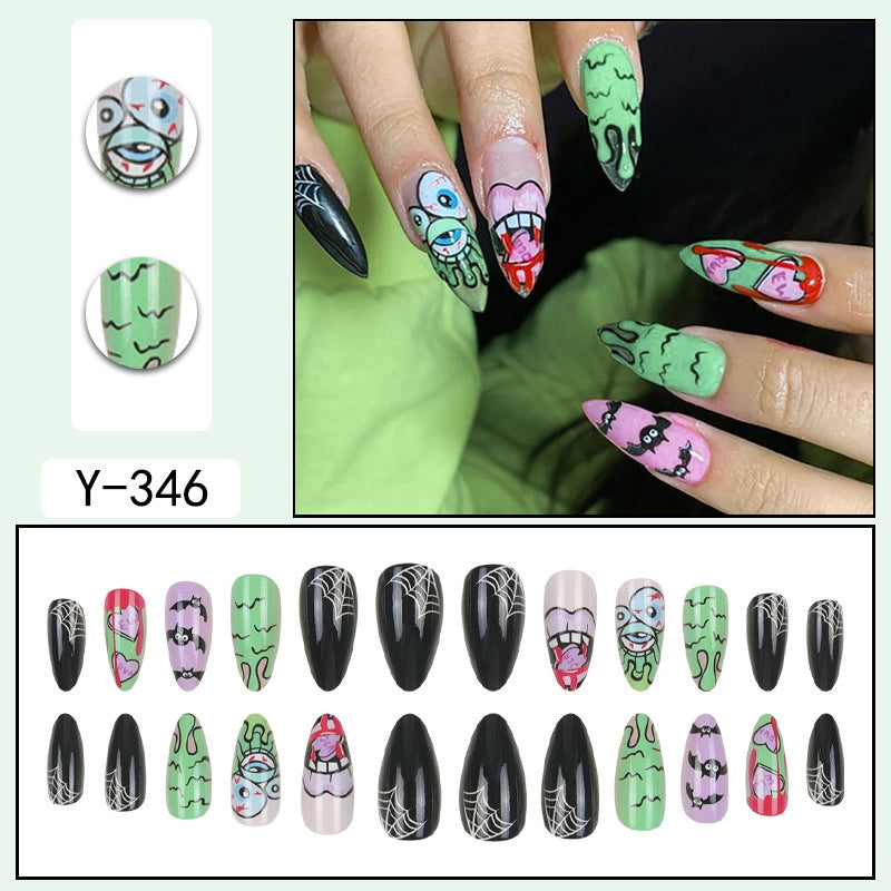 Sweet Color Block Heart Shape ABS Press-on Nails 1 Set