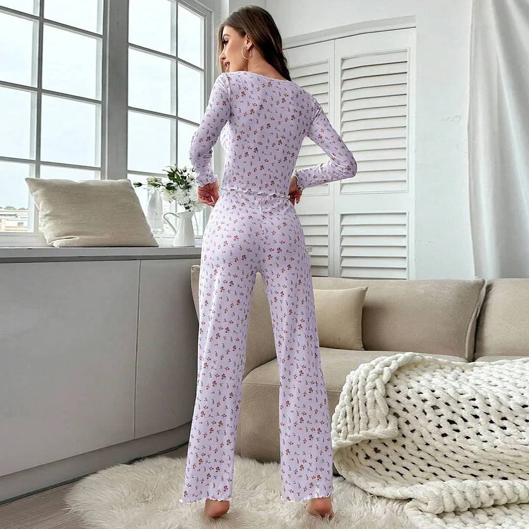 Uveng Exploding Autumn And Winter Home Clothes Sexy Casual Fashion Long-Sleeved Trouser Pyjamas Two Sets Of Women