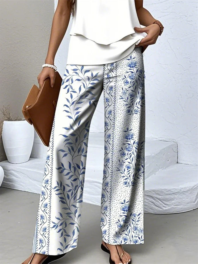 Women's Sleeveless Square Collar Floral Printed Casual Set