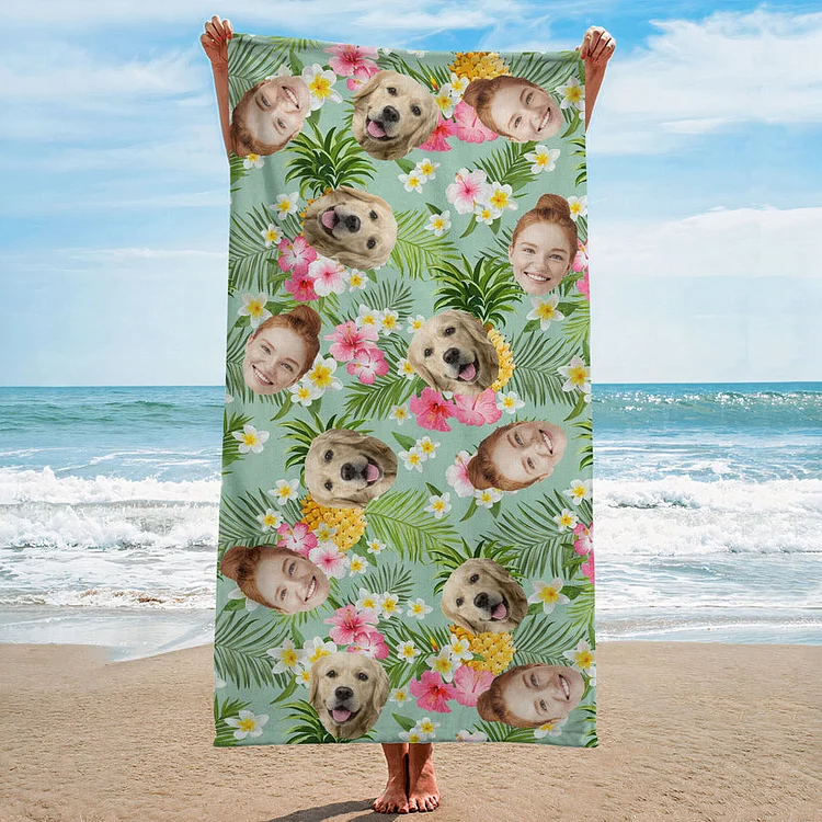Funny Faces - Personalized Photo Beach Towel