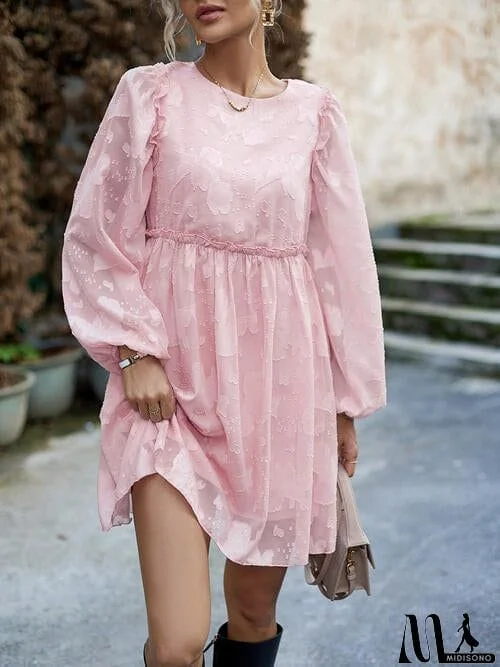 MidiSono - Ruffle Trim Balloon Sleeve Mini Dress