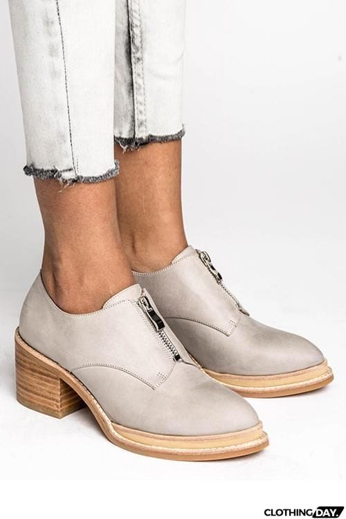 Zipper Mid Heel Pumps