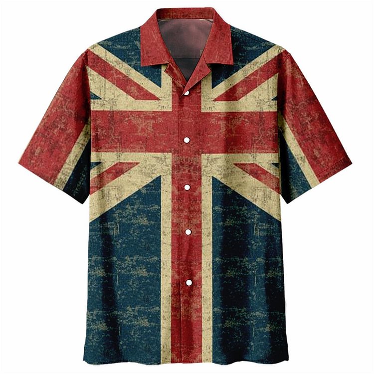 Men's Flag Vintage Print Casual Fashion Shirt