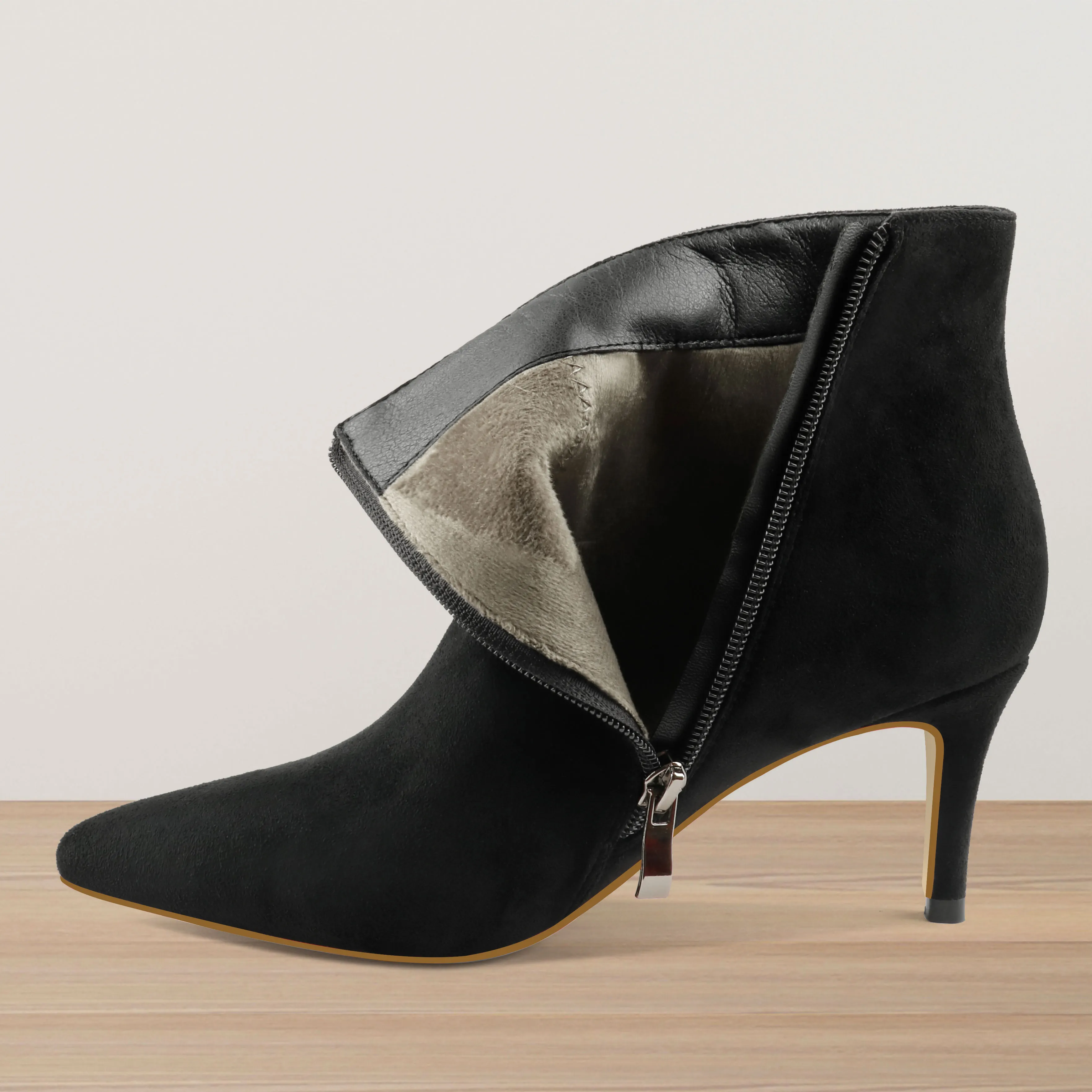 6cm/2.36 inch Women's Ankle Boots Closed Pointed Toe Red Bottom Stilettos Booties