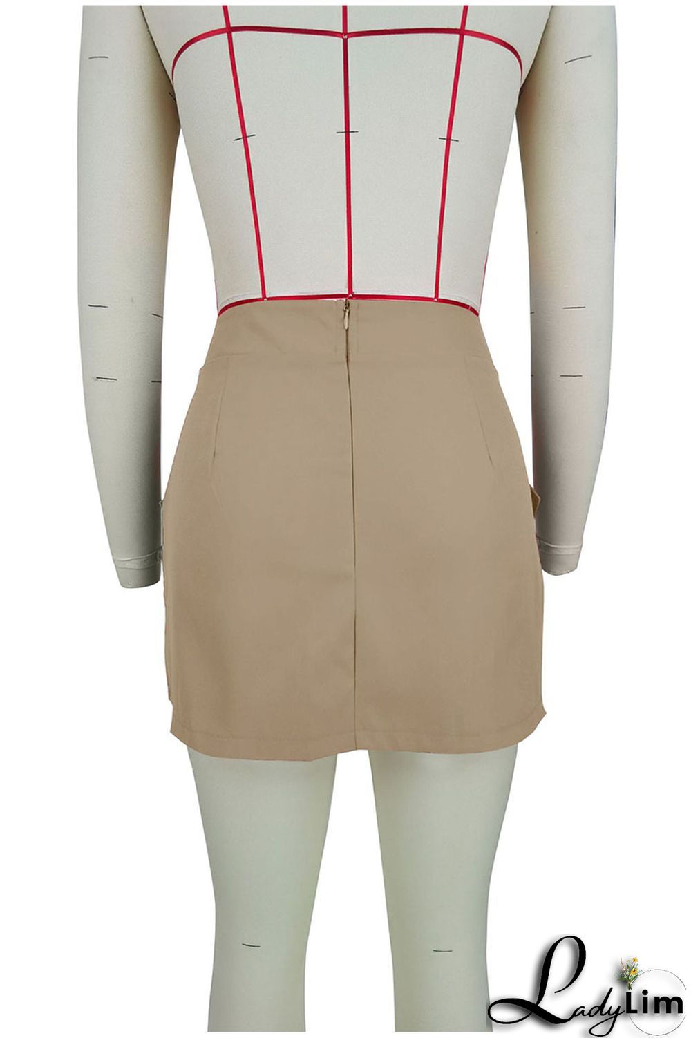 Khaki Sexy Street Solid Patchwork High Waist Pencil Solid Color Bottoms