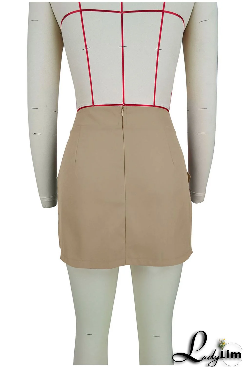 Khaki Sexy Street Solid Patchwork High Waist Pencil Solid Color Bottoms