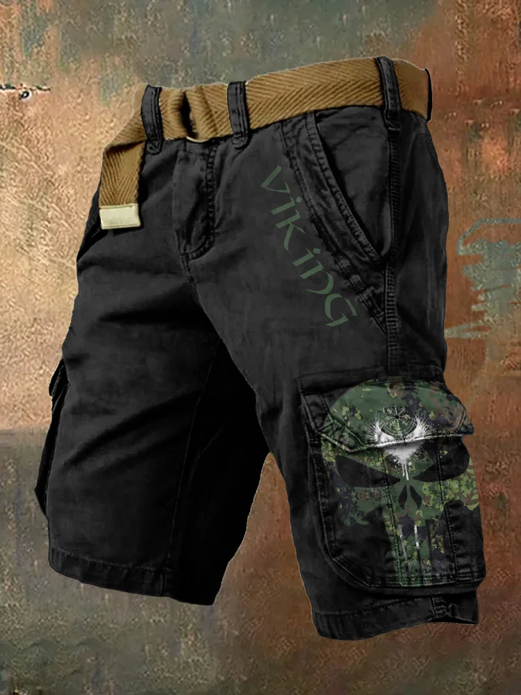 Comstylish Viking Skull Art Print Men'S Work Shorts