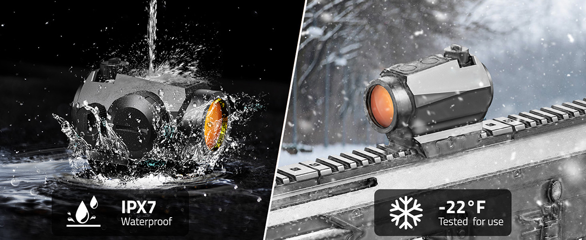 CVLIFE JackalHowl Red Dot Sight offers IPX7 waterproof rating.reflex sight zeroing，reflex sight definition.
