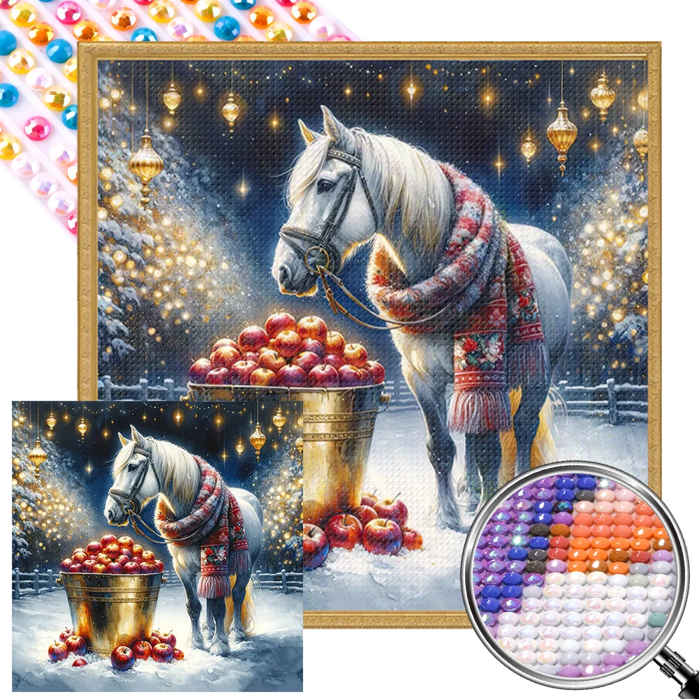 Full Round Partial AB Diamond Painting - Apple Horse(Canvas|45*45cm)