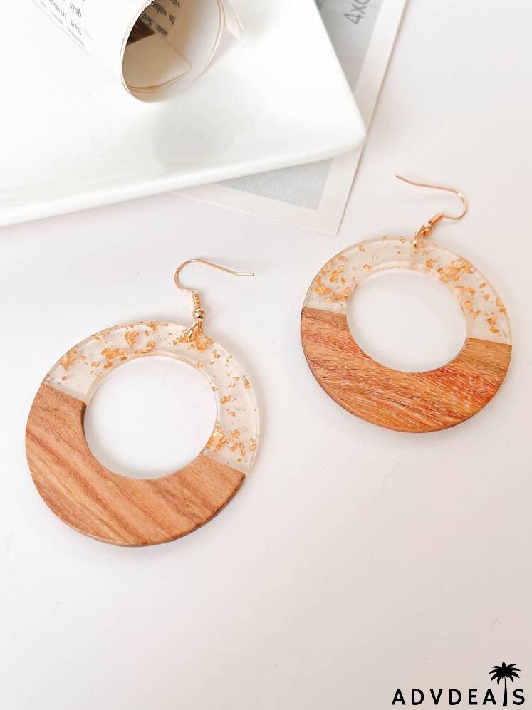Color Block Round Drop Earrings