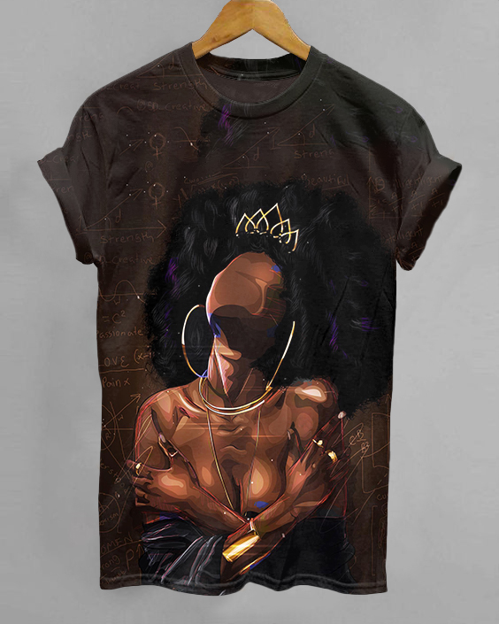 Fashion Sexy Crown Brown Women Crew Neck Short Sleeve Shirt