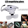 Head Mounted Hands Free Magnifying Glass USB Charging LED Interchangeable Lenses