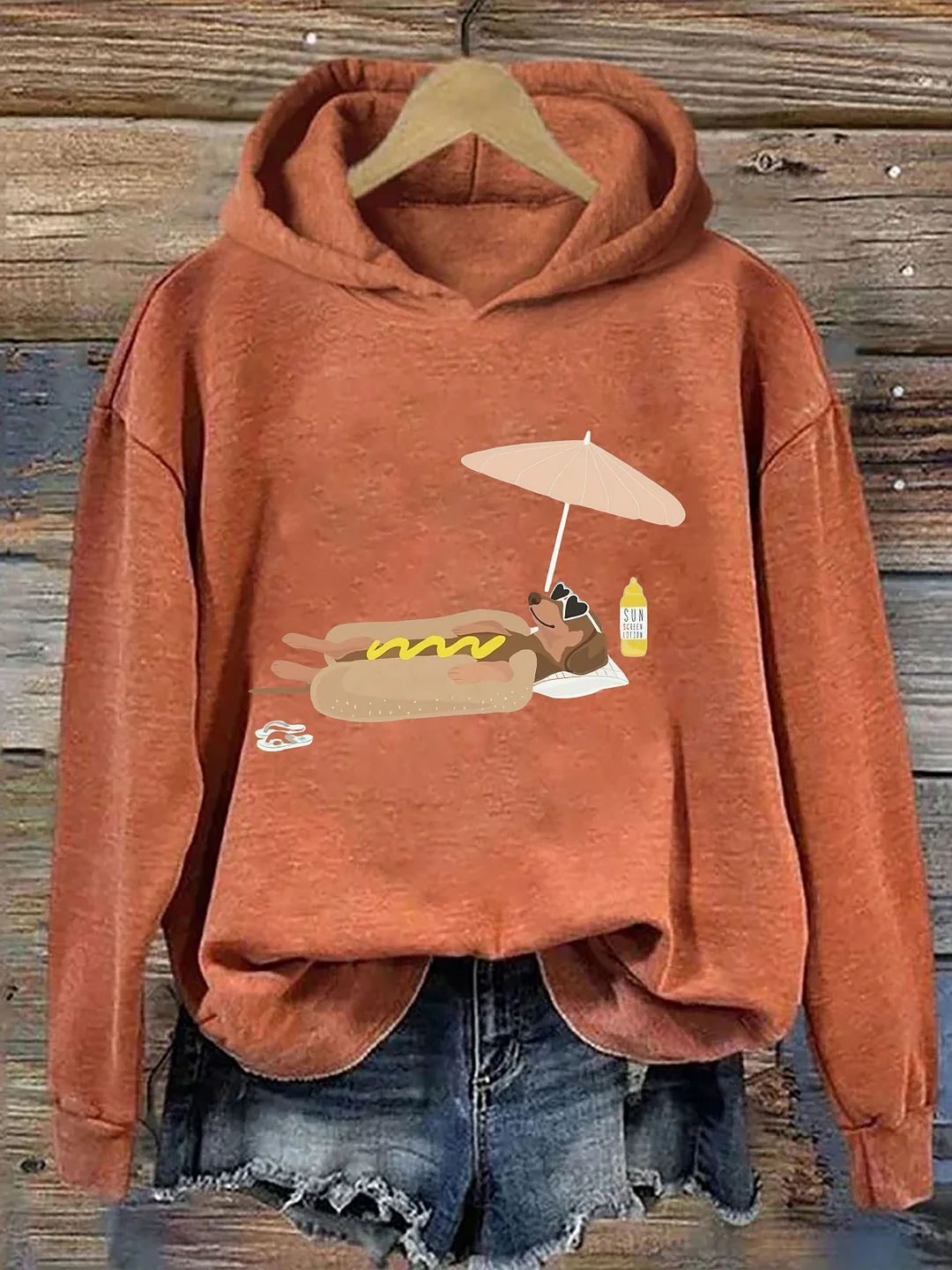 Dog Lounging by Hot Dog  Hoodie