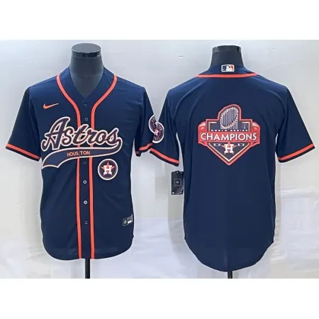 Men's Houston Astros Navy Team Big Logo With Patch Cool Base Stitched Baseball Jersey YNVB