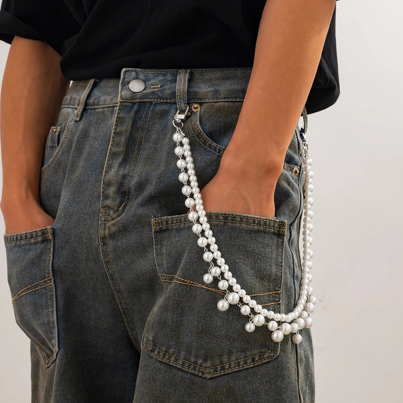 Modern Style Classic Style Geometric Imitation Pearl Alloy Beaded Unisex Chain Belts